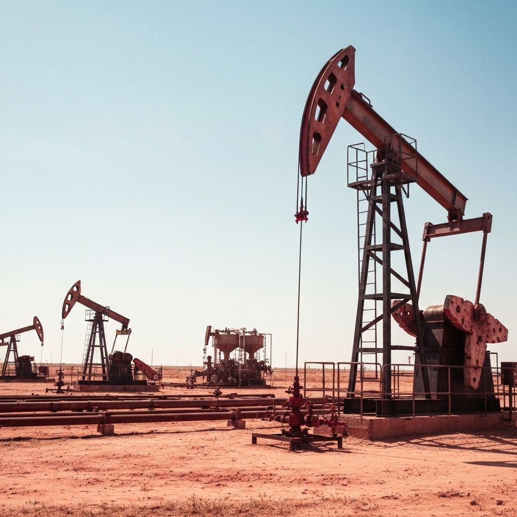 Oil pump jack in field